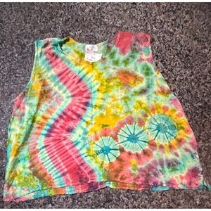 The Collection Royal Tie Dye Sleeveless Top Rainbow Boho Boxy Tank New
